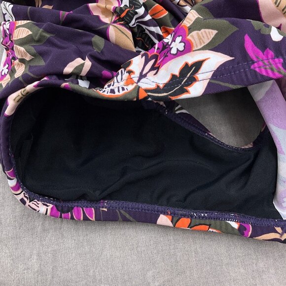 Lands End Swim Suit 4P Purple Floral‎ 1pc Ruched Padded Bra Nylon Spandex NWT - Picture 3 of 9